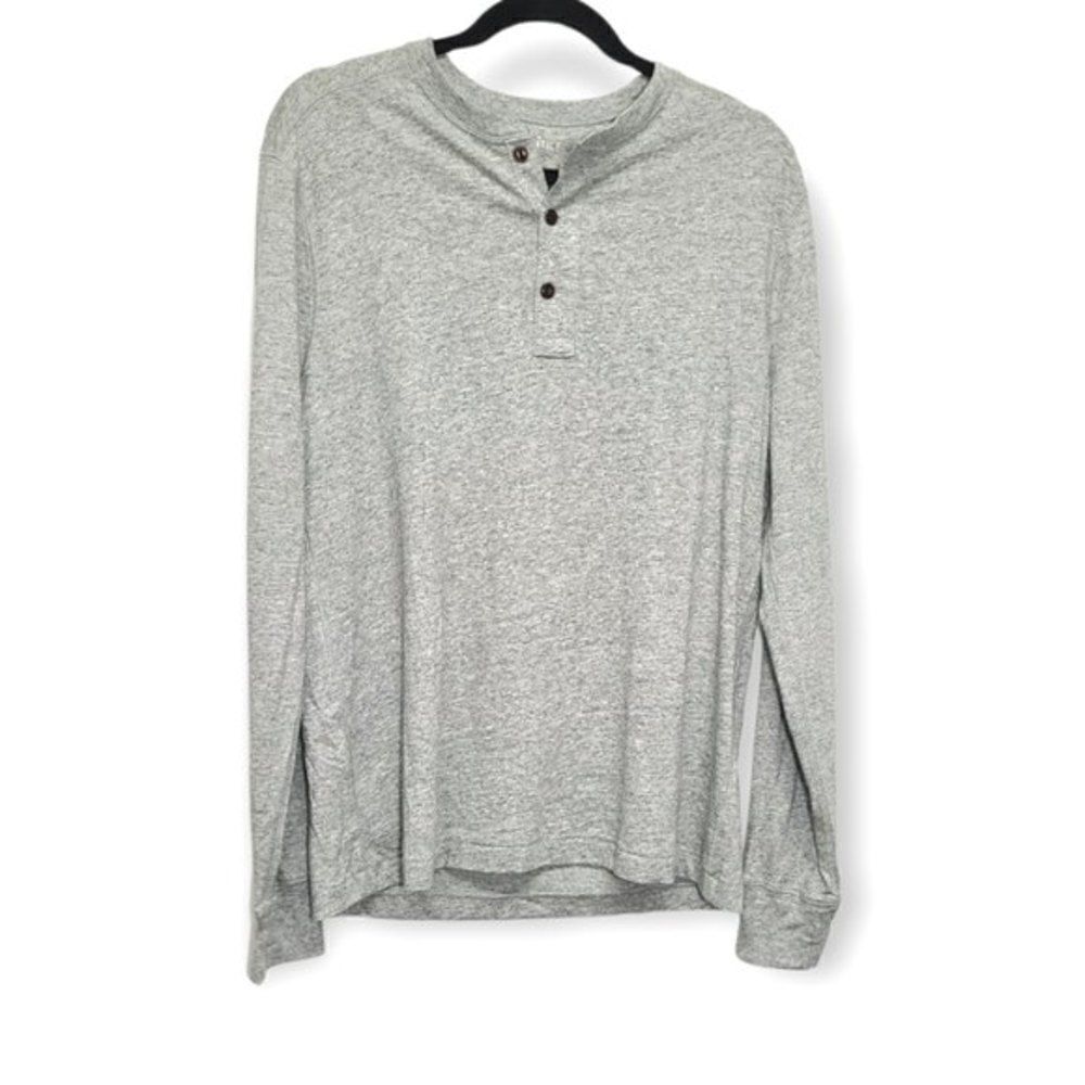J Crew Men's Long Sleeve Gray Pullover T-shirt Size Medium 100% Cotton